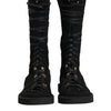 Dolce & Gabbana Black Alpaca Wool Suede Mid Calf Boots Shoes