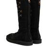 Dolce & Gabbana Black Alpaca Wool Suede Mid Calf Boots Shoes