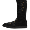 Dolce & Gabbana Black Alpaca Wool Suede Mid Calf Boots Shoes