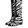 Dolce & Gabbana Black White Zebra Over The Calf Boots Shoes