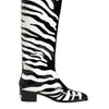 Dolce & Gabbana Black White Zebra Over The Calf Boots Shoes