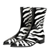 Dolce & Gabbana Black White Zebra Leather Mid Calf Boots Shoes