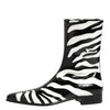 Dolce & Gabbana Black White Zebra Leather Mid Calf Boots Shoes