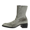 Dolce & Gabbana Gray Cotton Velvet Mid Calf Short Boots Shoes