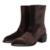 Dolce & Gabbana Brown Cotton Velvet Mid Calf Short Boots Shoes