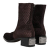 Dolce & Gabbana Brown Cotton Velvet Mid Calf Short Boots Shoes