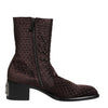 Dolce & Gabbana Brown Cotton Velvet Mid Calf Short Boots Shoes