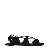 The Attico Black Leather Flat Sandals