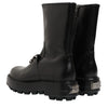 Dolce & Gabbana Black Logo Plaque Mid Calf Biker Boots Shoes