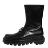Dolce & Gabbana Black Logo Plaque Mid Calf Biker Boots Shoes