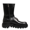 Dolce & Gabbana Black Logo Plaque Mid Calf Biker Boots Shoes