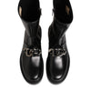 Dolce &amp; Gabbana Biker-Stiefel mit schwarzem Logo-Emblem, mittelhoch geschnitten