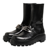 Dolce &amp; Gabbana Biker-Stiefel mit schwarzem Logo-Emblem, mittelhoch geschnitten