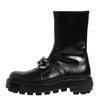 Dolce &amp; Gabbana Biker-Stiefel mit schwarzem Logo-Emblem, mittelhoch geschnitten