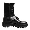 Dolce &amp; Gabbana Biker-Stiefel mit schwarzem Logo-Emblem, mittelhoch geschnitten