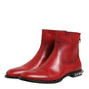 Dolce & Gabbana Red Studded Chelsea Short Ankle Boots Shoes