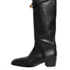 Dolce & Gabbana Black Logo Plaque Over The Calf Boots Shoes