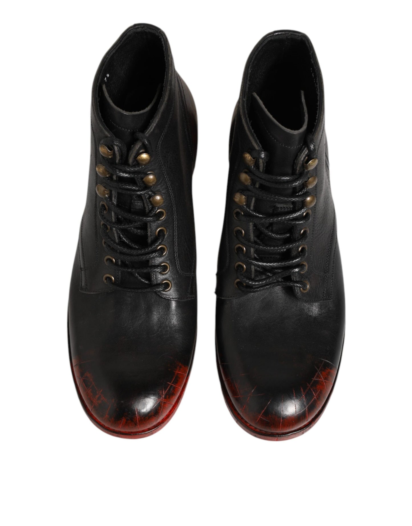 Dolce &amp; Gabbana Schwarze und rote Schnürstiefeletten