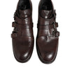 Dolce & Gabbana Brown Leather Monk Strap Formal Derby Shoes