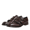 Dolce & Gabbana Brown Leather Monk Strap Formal Derby Shoes