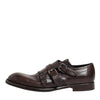 Dolce & Gabbana Brown Leather Monk Strap Formal Derby Shoes
