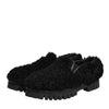 Dolce & Gabbana Dress Black Fur Leather Slippers Men Shoes