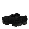 Dolce & Gabbana Dress Black Fur Leather Slippers Men Shoes