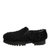 Dolce & Gabbana Dress Black Fur Leather Slippers Men Shoes