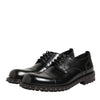 Dolce & Gabbana Black Leather Studded Men Formal Derby Shoes