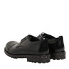 Dolce & Gabbana Black Leather Studded Men Formal Derby Shoes
