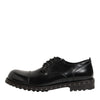 Dolce & Gabbana Black Leather Studded Men Formal Derby Shoes