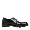 Dolce & Gabbana Black Leather Studded Men Formal Derby Shoes