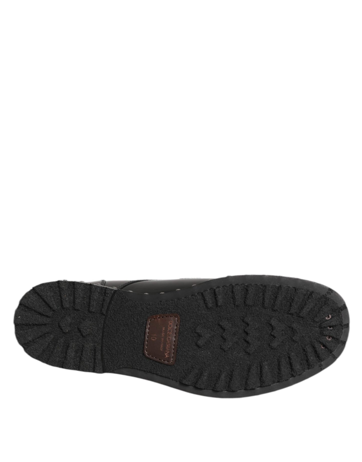 Dolce & Gabbana Black Leather Studded Men Formal Derby Shoes