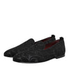 Dolce & Gabbana Black Brocade Loafers Slip On Men Dress Shoes