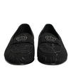 Dolce &amp; Gabbana Schwarze Brokat-Loafer mit Kronenmuster