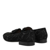 Dolce &amp; Gabbana Schwarze Brokat-Loafer mit Kronenmuster