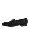 Dolce &amp; Gabbana Schwarze Brokat-Loafer mit Kronenmuster