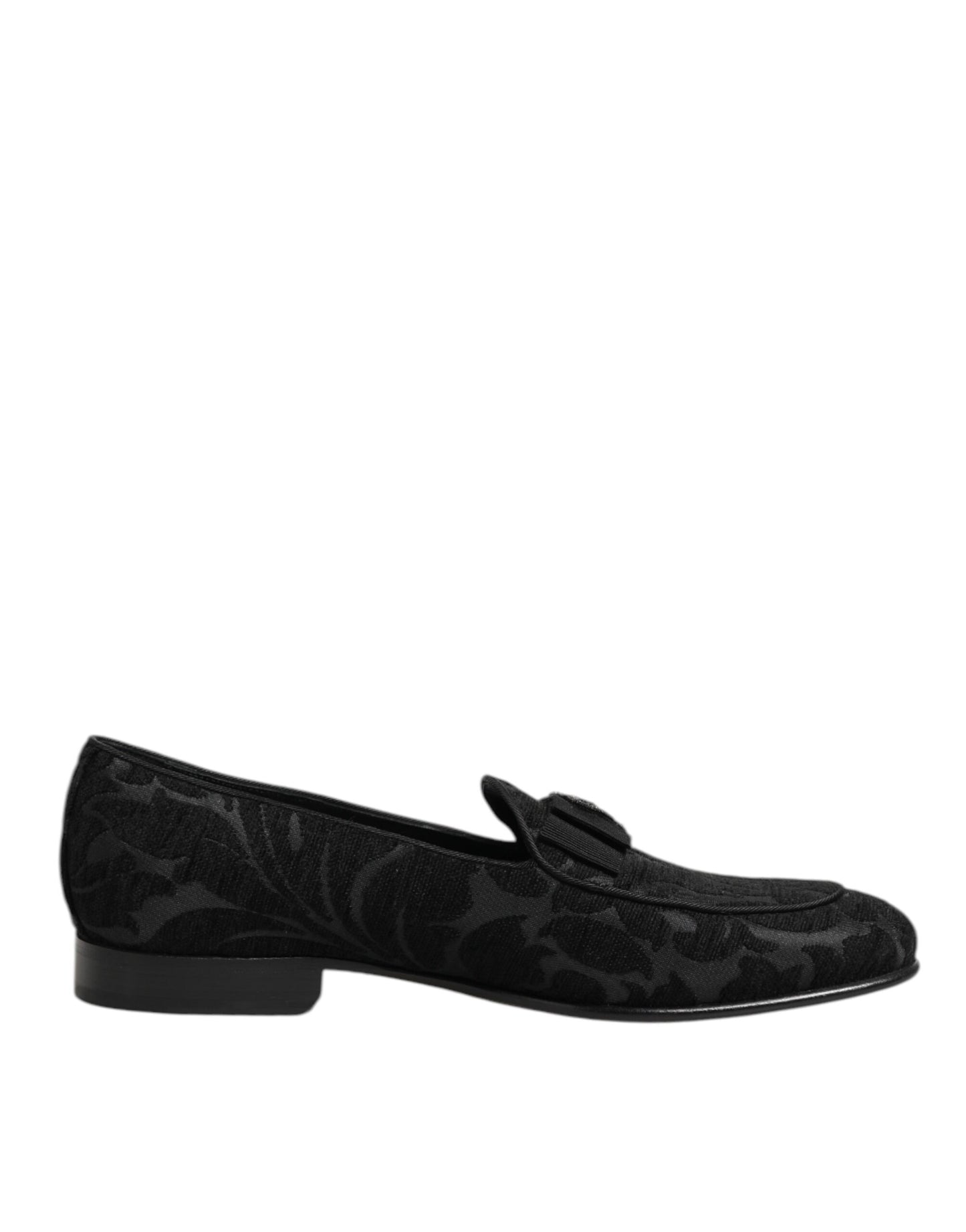 Dolce &amp; Gabbana Schwarze Brokat-Loafer mit Kronenmuster
