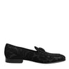 Dolce &amp; Gabbana Schwarze Brokat-Loafer mit Kronenmuster