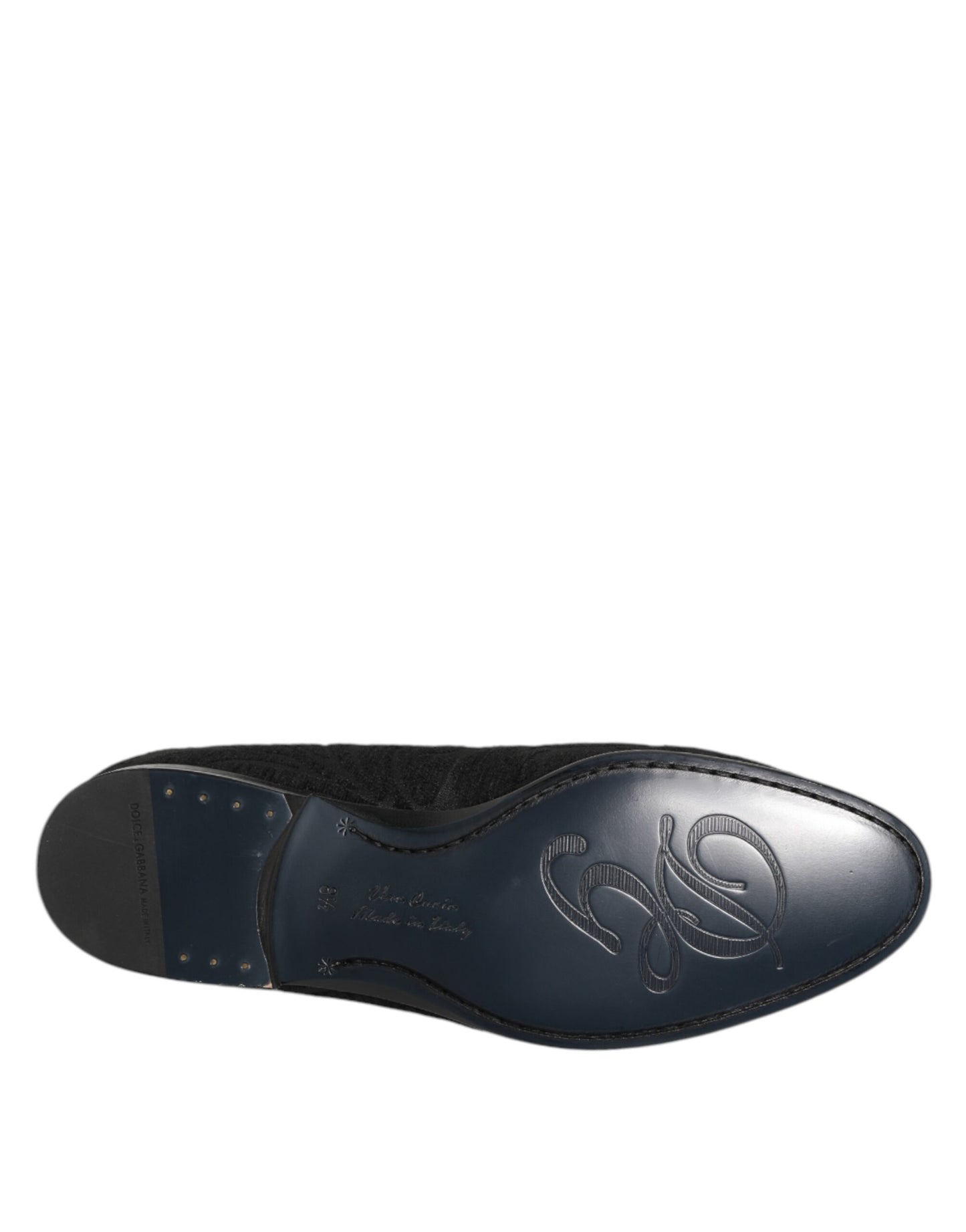 Dolce &amp; Gabbana Schwarze Brokat-Loafer mit Kronenmuster