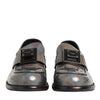 Dolce & Gabbana Metallic Silver Logo Slip On Men Dress Shoes