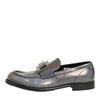 Dolce & Gabbana Metallic Silver Logo Slip On Men Dress Shoes