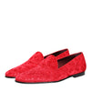 Dolce & Gabbana Red Jacquard Loafers Formal Men Dress Shoes