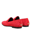 Dolce & Gabbana Red Jacquard Loafers Formal Men Dress Shoes