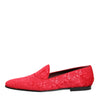Dolce & Gabbana Red Jacquard Loafers Formal Men Dress Shoes