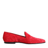 Dolce & Gabbana Red Jacquard Loafers Formal Men Dress Shoes