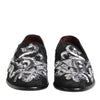 Dolce & Gabbana Black Silver Sequined Loafers Men Dress Shoes