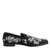 Dolce & Gabbana Black Silver Sequined Loafers Men Dress Shoes