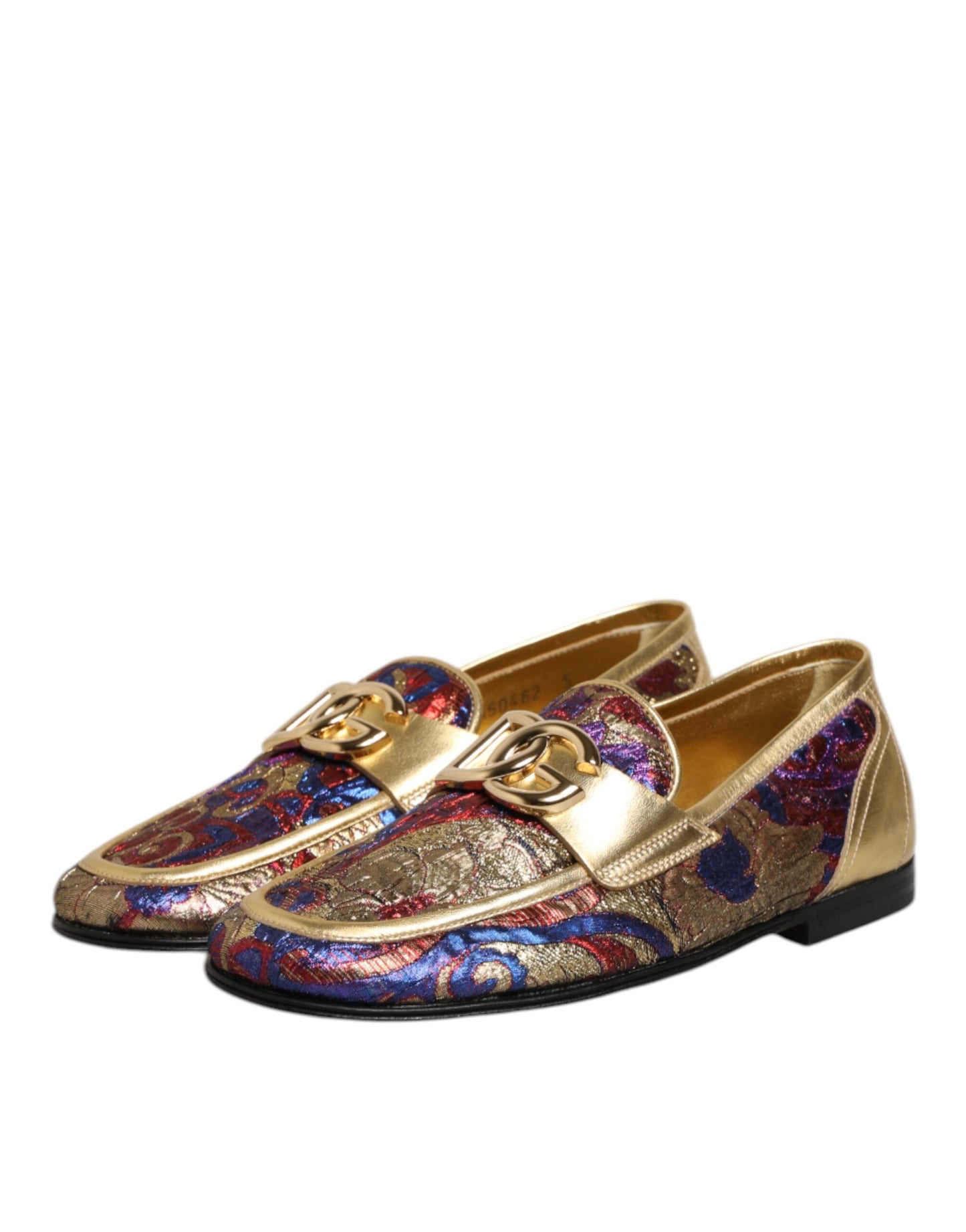 Dolce &amp; Gabbana Loafer-Schuhe mit mehrfarbigem Jacquard-Muster und goldenem DG-Logo