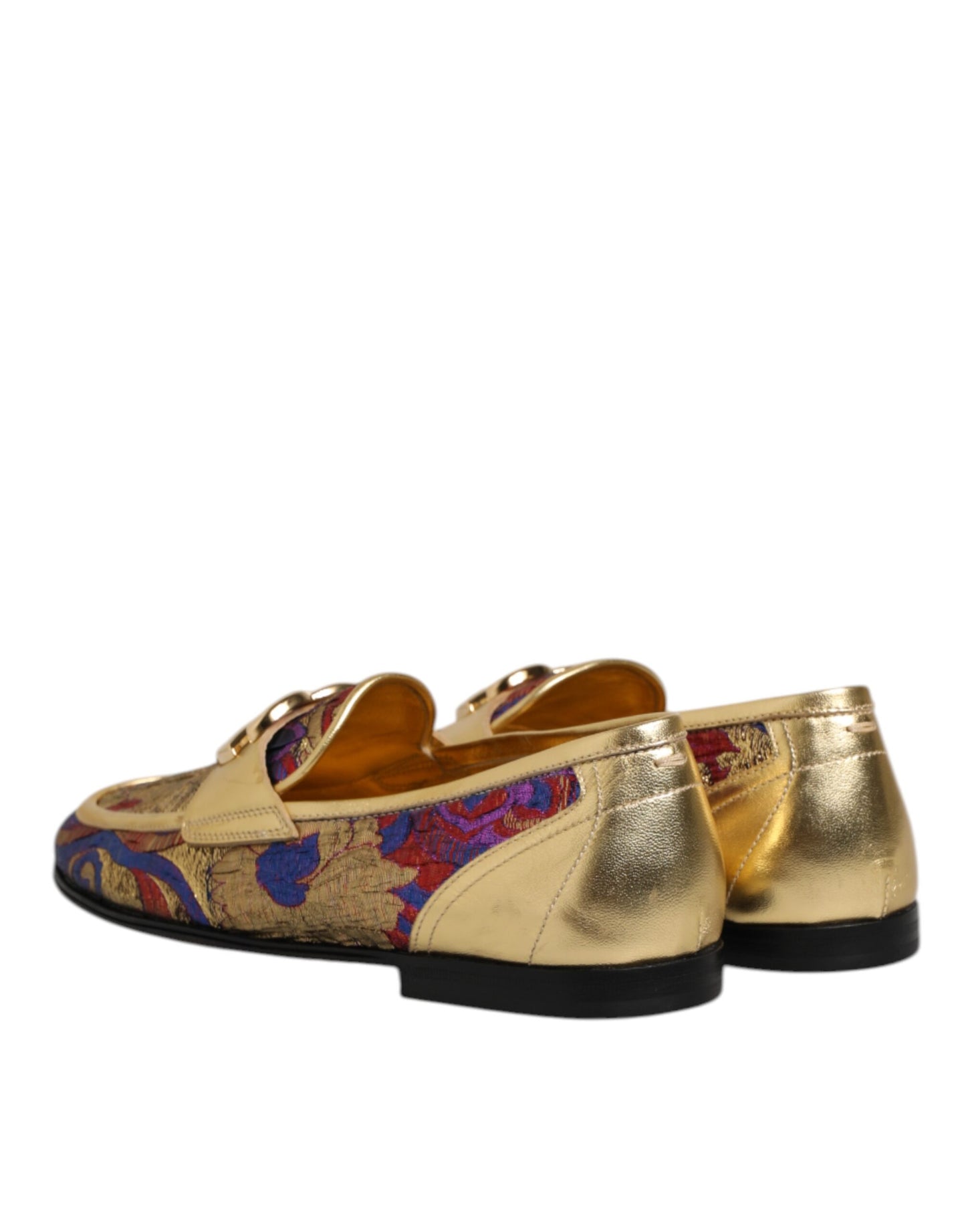 Dolce &amp; Gabbana Loafer-Schuhe mit mehrfarbigem Jacquard-Muster und goldenem DG-Logo